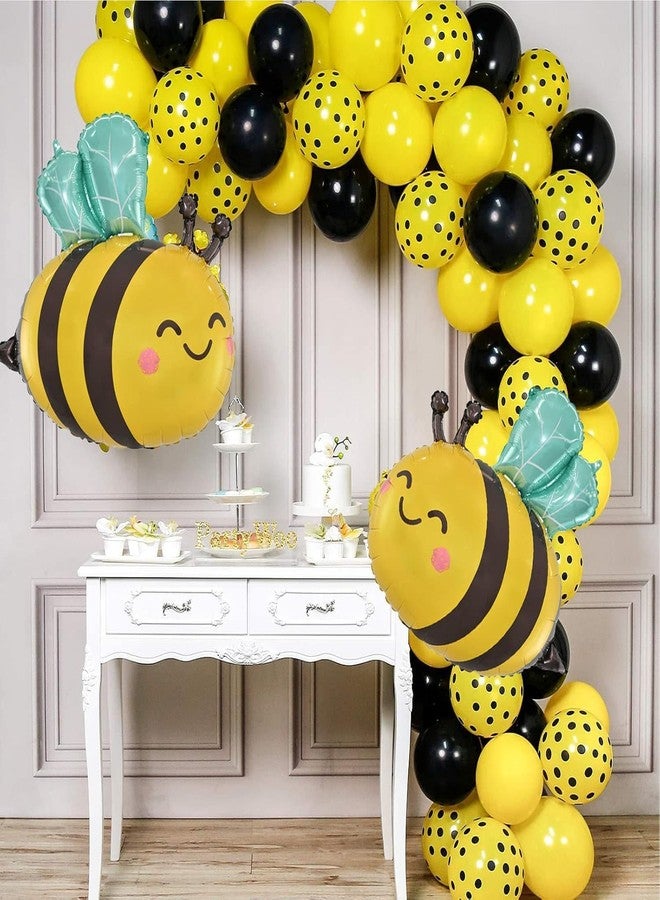 Atpata Funky Bee Theme Happy Birthday Foil Balloons - Bee Theme Party Decorations Set with 32x26 Inch Bee Balloon, 20x16 Inch Flower Balloons, 18 Inch Round Happy Birthday Balloons (5 pcs) - Image 5